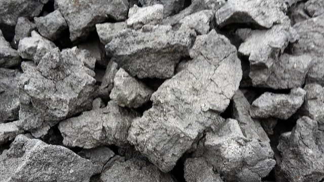 Grey lumps of metallurgical coke
